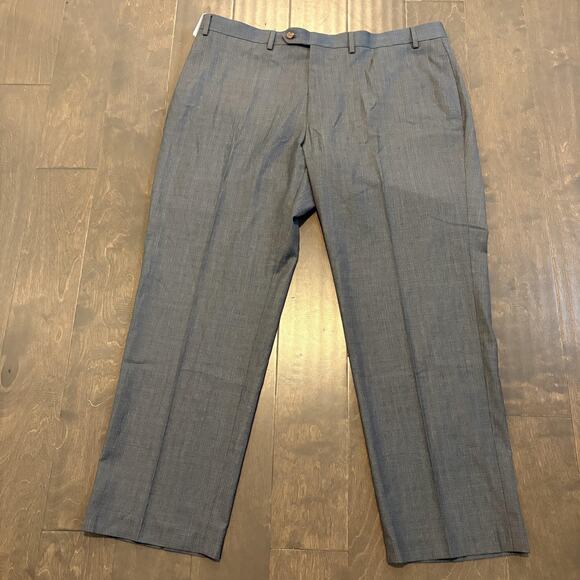 NWT Ralph Lauren Pants Mens 42x30 Grey Evan Dress Trousers Glen Plaid Flat Front - Picture 1 of 11